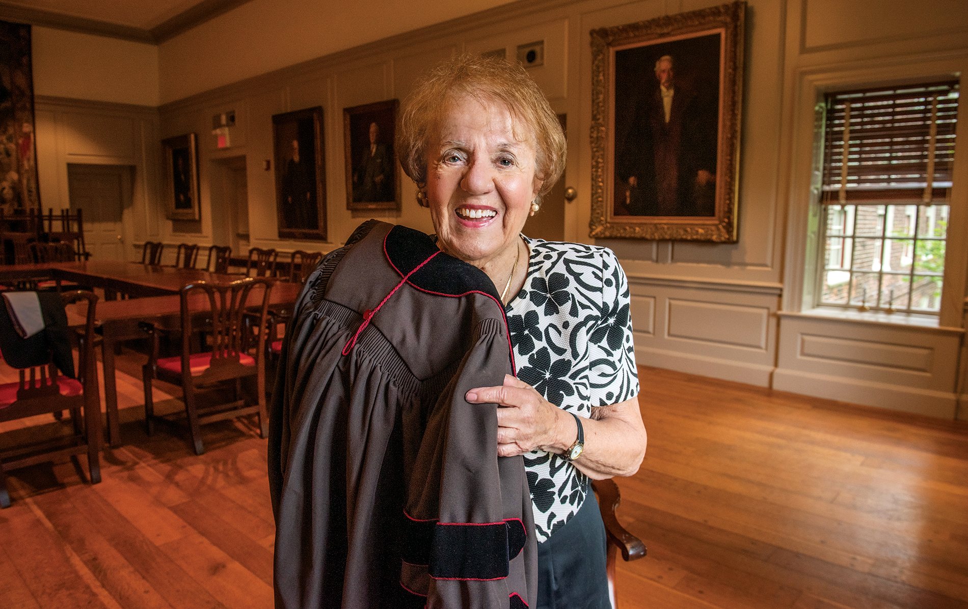 Callas, 93, holding the honorary degree regalia